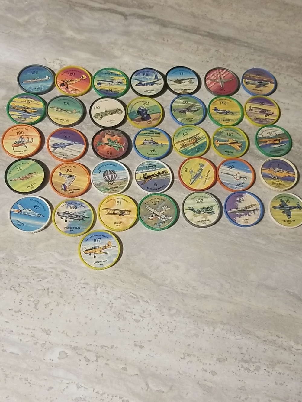 Lot Vintage Hostess Jello Plastic Coins Planes